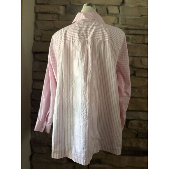 TALBOTS Pink-White Stripe Non-Iron size 18 WP Perfect Tunic - Picture 4 of 9